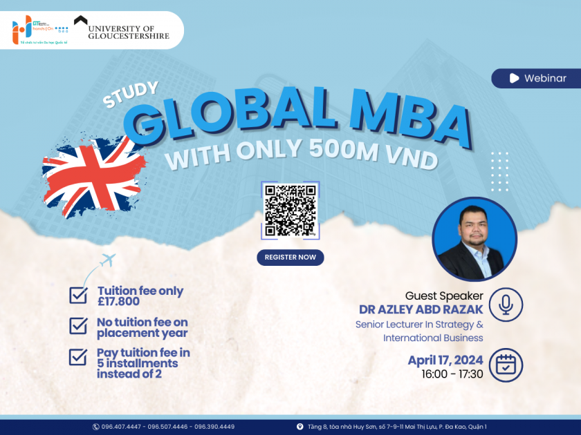 University of Gloucestershire Webinar: Học Global MBA tại UK với học phí chỉ 500 triệu | Hands On - BEO